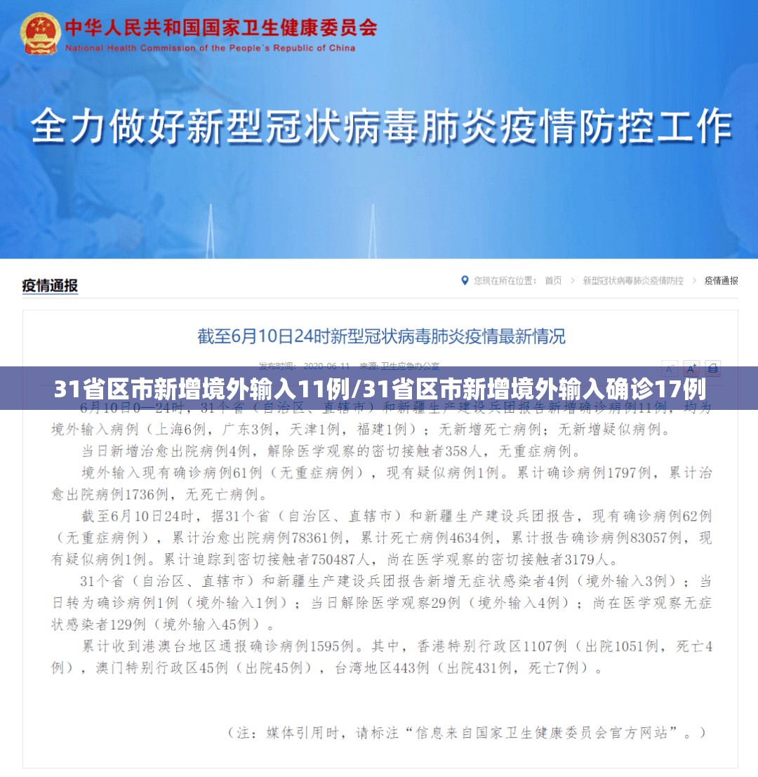31省区市新增境外输入11例/31省区市新增境外输入确诊17例