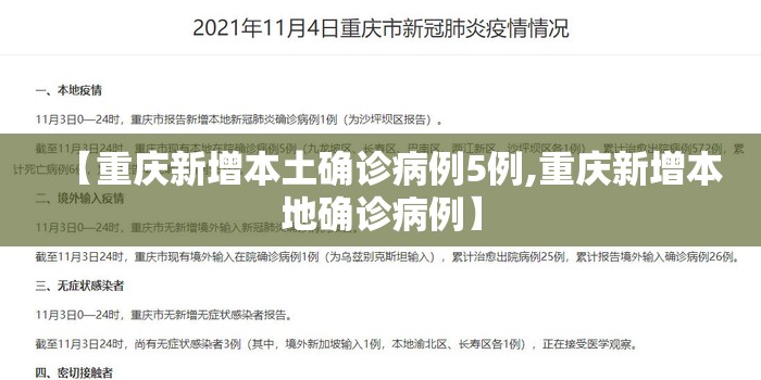【重庆新增本土确诊病例5例,重庆新增本地确诊病例】 【重庆新增本土确诊病例5例,重庆新增本地确诊病例】