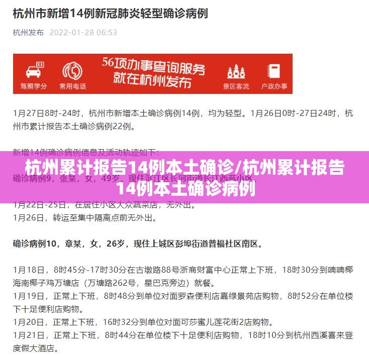 杭州累计报告14例本土确诊/杭州累计报告14例本土确诊病例 杭州累计报告14例本土确诊/杭州累计报告14例本土确诊病例