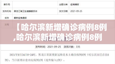【哈尔滨新增确诊病例8例,哈尔滨新增确诊病例8例?】