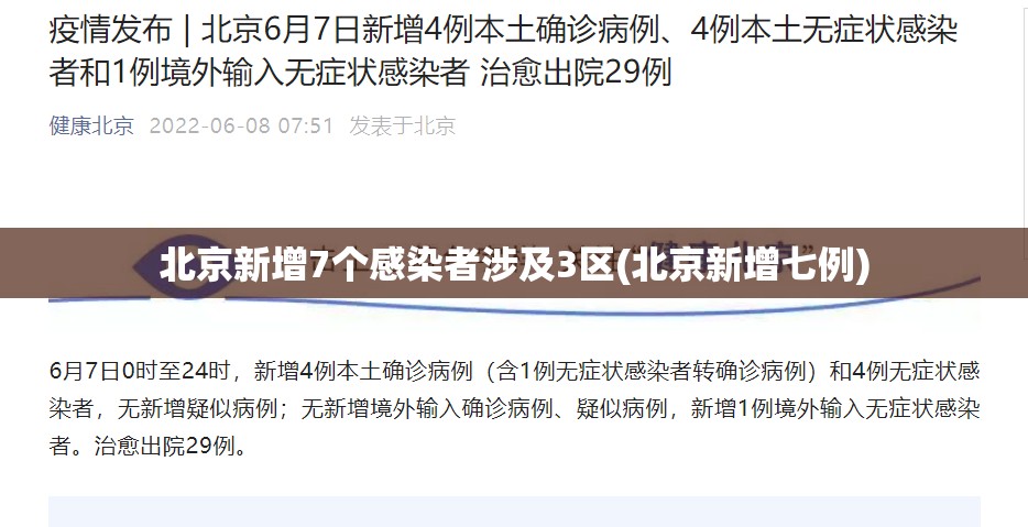 北京新增7个感染者涉及3区(北京新增七例) 北京新增7个感染者涉及3区(北京新增七例)
