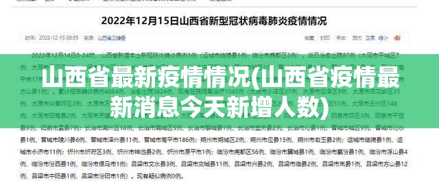 山西省最新疫情情况(山西省疫情最新消息今天新增人数) 山西省最新疫情情况(山西省疫情最新消息今天新增人数)