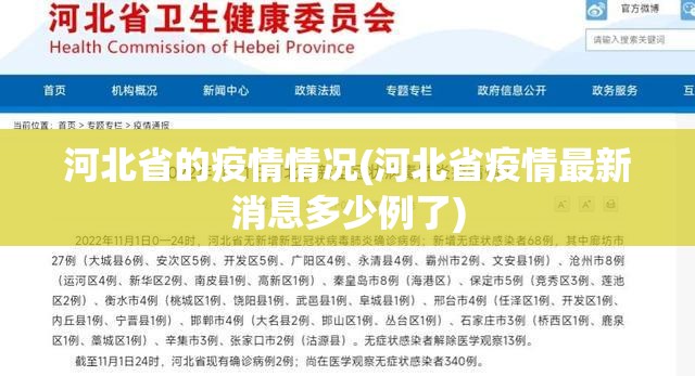 河北省的疫情情况(河北省疫情最新消息多少例了) 河北省的疫情情况(河北省疫情最新消息多少例了)