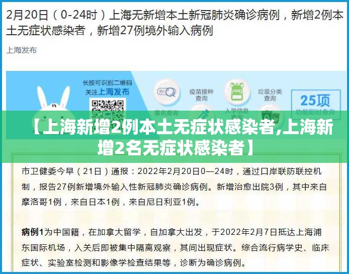 【上海新增2例本土无症状感染者,上海新增2名无症状感染者】 【上海新增2例本土无症状感染者,上海新增2名无症状感染者】