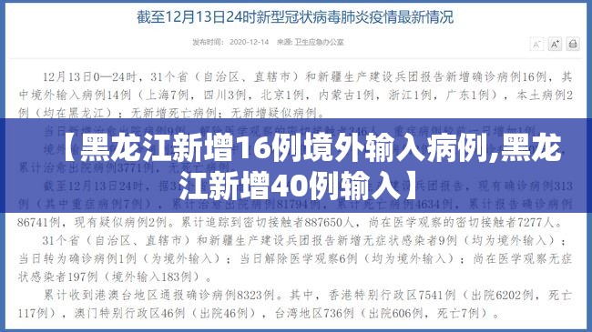 【黑龙江新增16例境外输入病例,黑龙江新增40例输入】 【黑龙江新增16例境外输入病例,黑龙江新增40例输入】