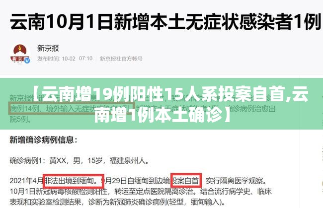 【云南增19例阳性15人系投案自首,云南增1例本土确诊】