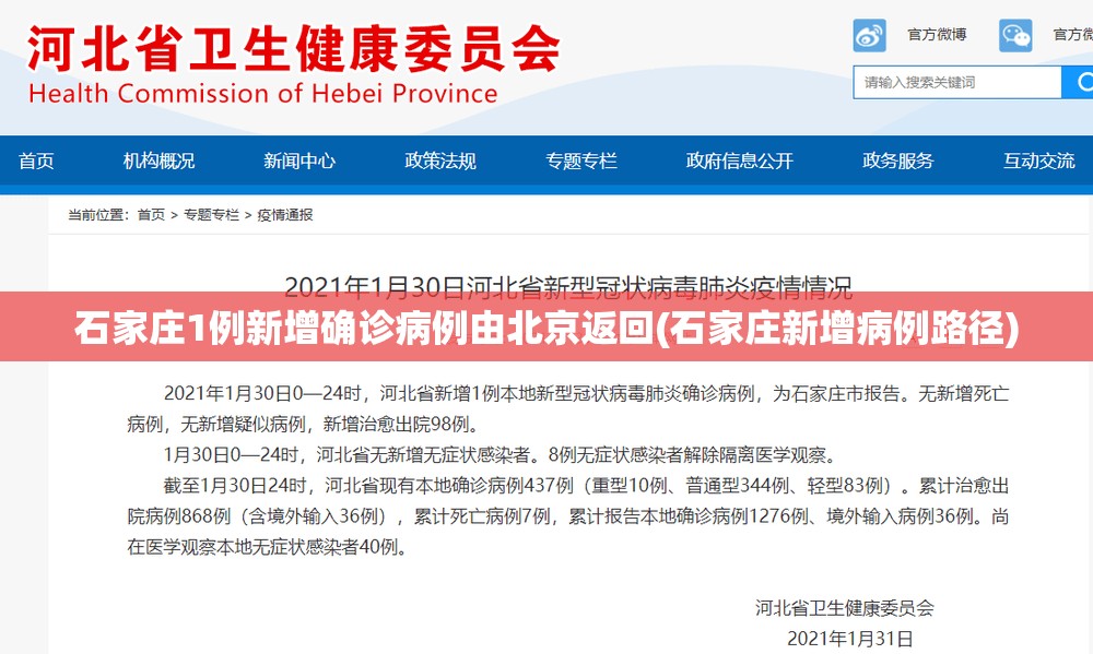 石家庄1例新增确诊病例由北京返回(石家庄新增病例路径) 石家庄1例新增确诊病例由北京返回(石家庄新增病例路径)