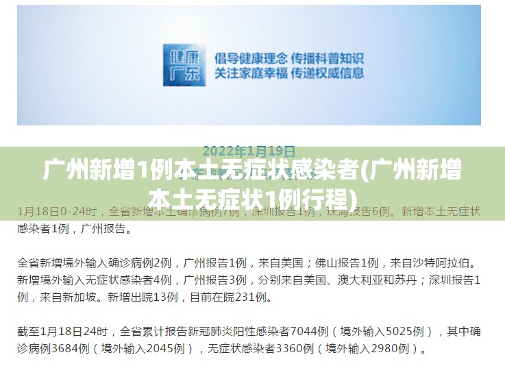 广州新增1例本土无症状感染者(广州新增本土无症状1例行程) 广州新增1例本土无症状感染者(广州新增本土无症状1例行程)