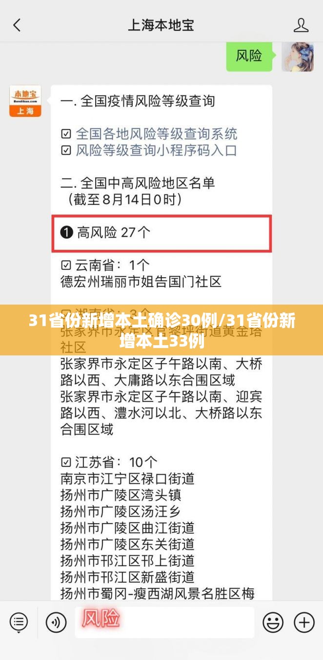 31省份新增本土确诊30例/31省份新增本土33例 31省份新增本土确诊30例/31省份新增本土33例