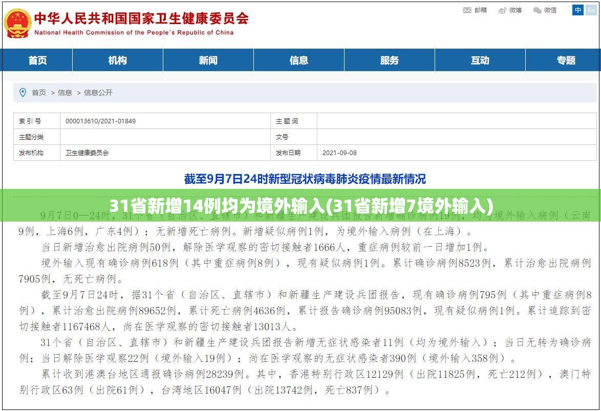 31省新增14例均为境外输入(31省新增7境外输入)