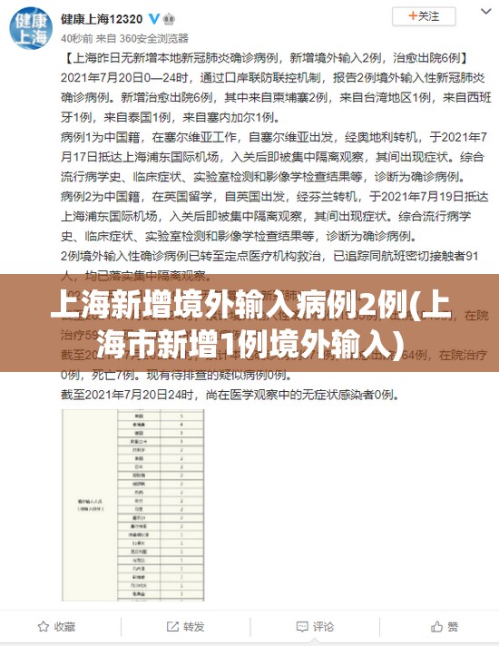 上海新增境外输入病例2例(上海市新增1例境外输入)