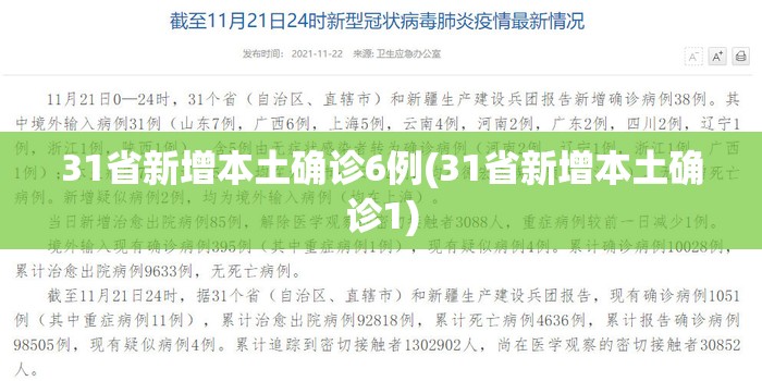 31省新增本土确诊6例(31省新增本土确诊1) 31省新增本土确诊6例(31省新增本土确诊1)