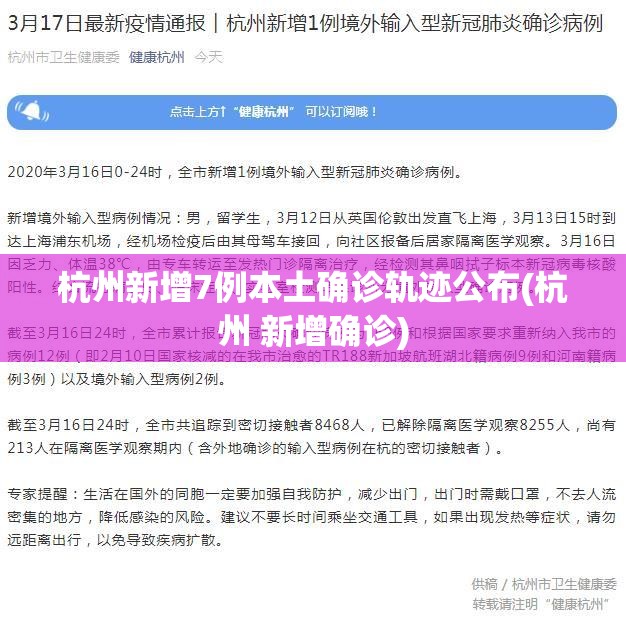 杭州新增7例本土确诊轨迹公布(杭州 新增确诊)