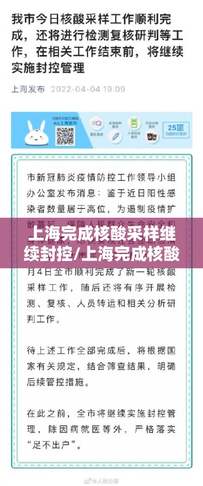 上海完成核酸采样继续封控/上海完成核酸检测