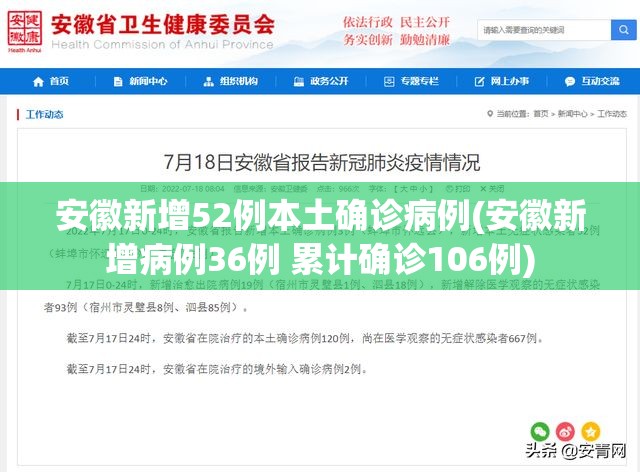 安徽新增52例本土确诊病例(安徽新增病例36例 累计确诊106例) 安徽新增52例本土确诊病例(安徽新增病例36例 累计确诊106例)