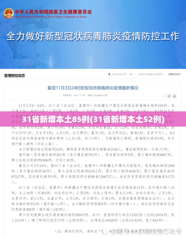 31省新增本土85例(31省新增本土52例) 31省新增本土85例(31省新增本土52例)