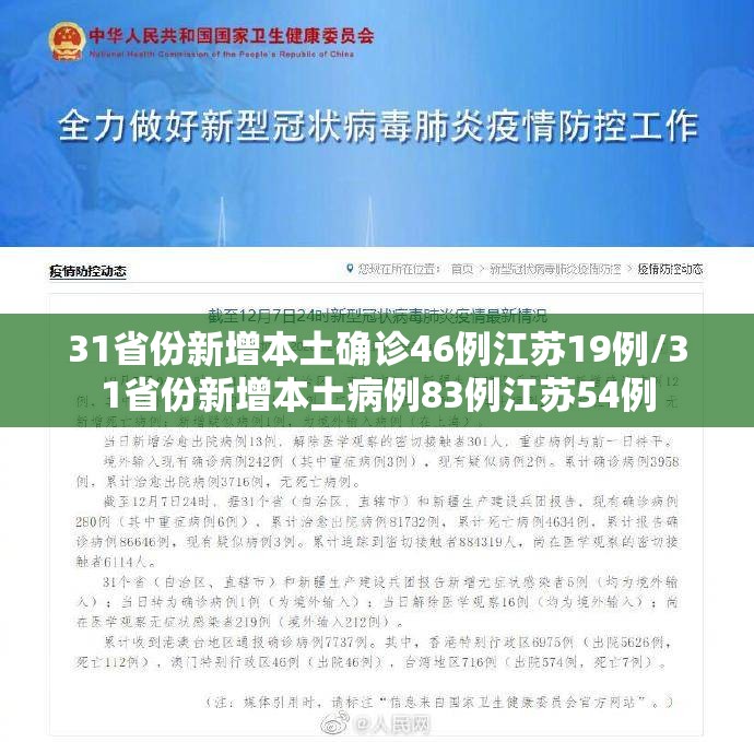 31省份新增本土确诊46例江苏19例/31省份新增本土病例83例江苏54例