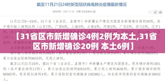 【31省区市新增确诊4例2例为本土,31省区市新增确诊20例 本土6例】 【31省区市新增确诊4例2例为本土,31省区市新增确诊20例 本土6例】