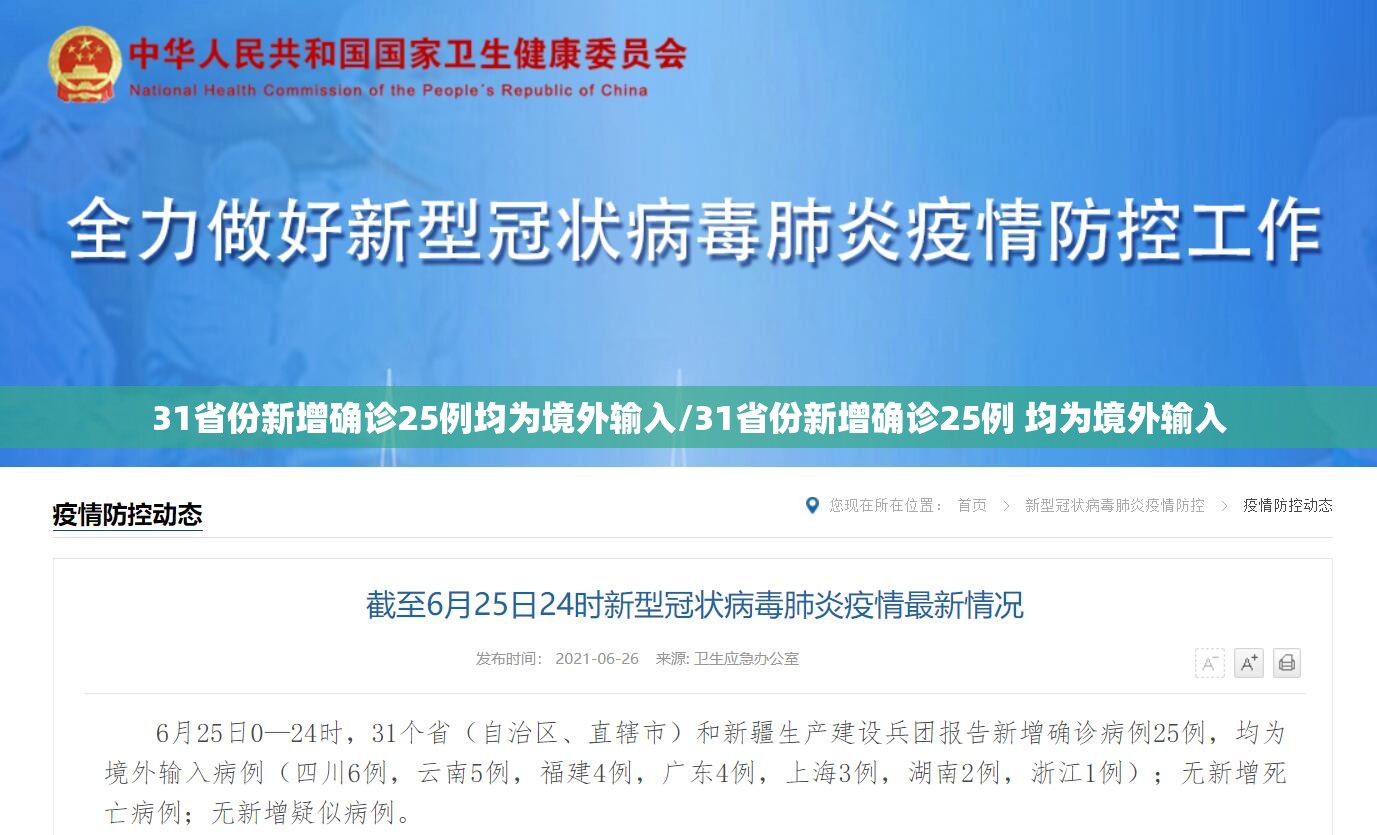 31省份新增确诊25例均为境外输入/31省份新增确诊25例 均为境外输入