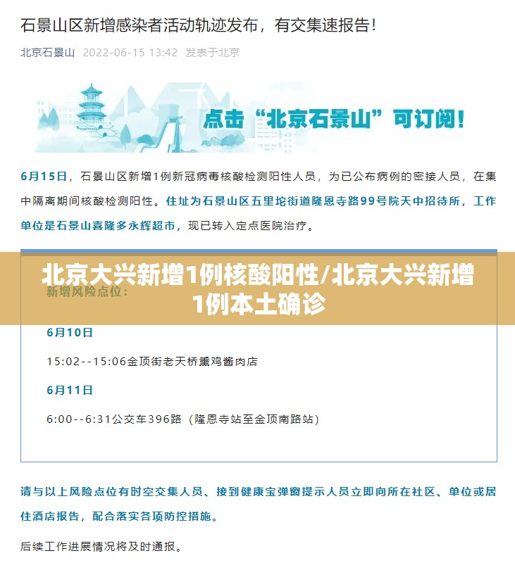 北京大兴新增1例核酸阳性/北京大兴新增1例本土确诊