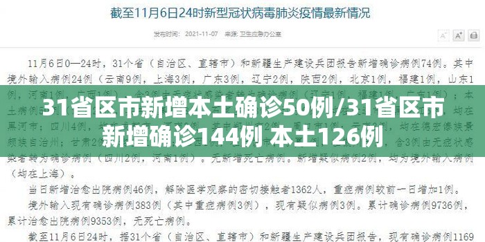 31省区市新增本土确诊50例/31省区市新增确诊144例 本土126例 31省区市新增本土确诊50例/31省区市新增确诊144例 本土126例
