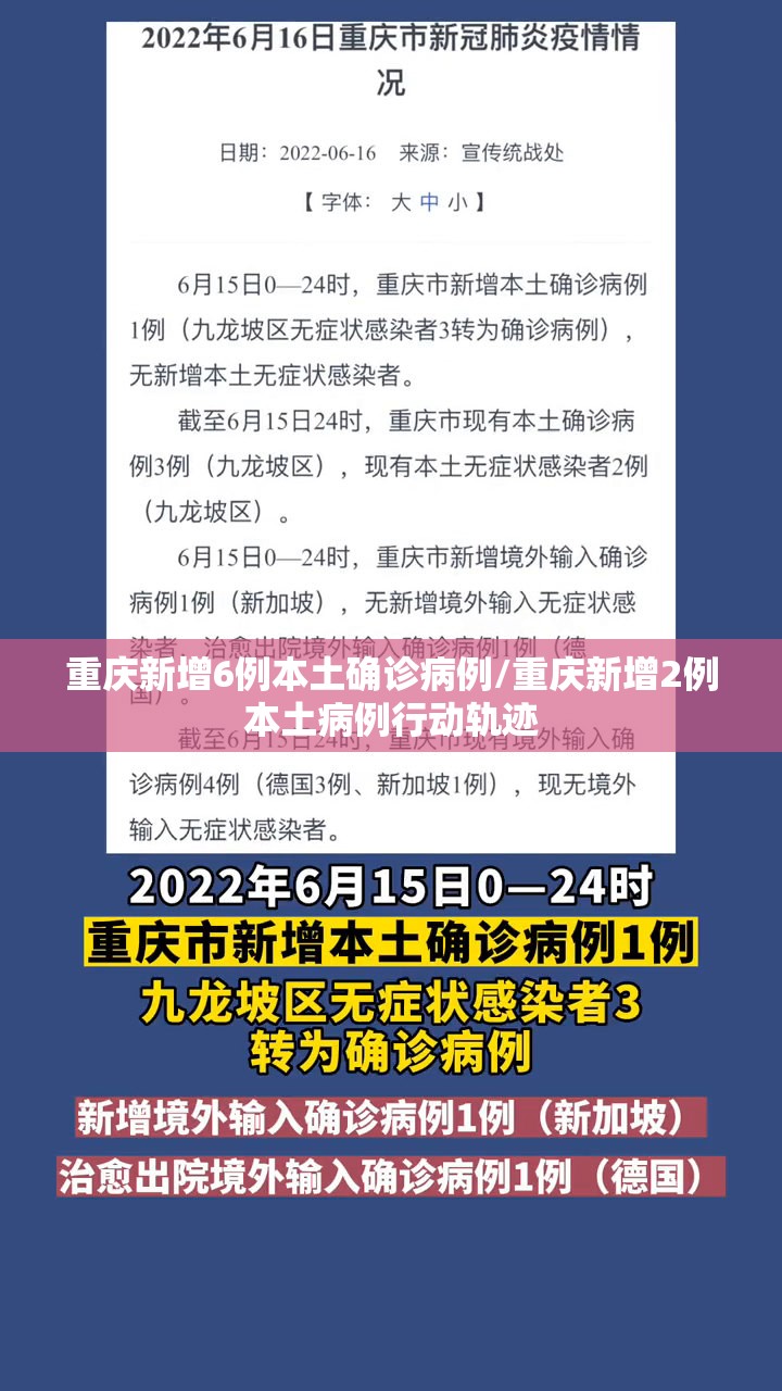 重庆新增6例本土确诊病例/重庆新增2例本土病例行动轨迹