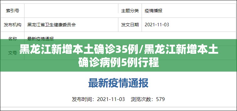 黑龙江新增本土确诊35例/黑龙江新增本土确诊病例5例行程 黑龙江新增本土确诊35例/黑龙江新增本土确诊病例5例行程