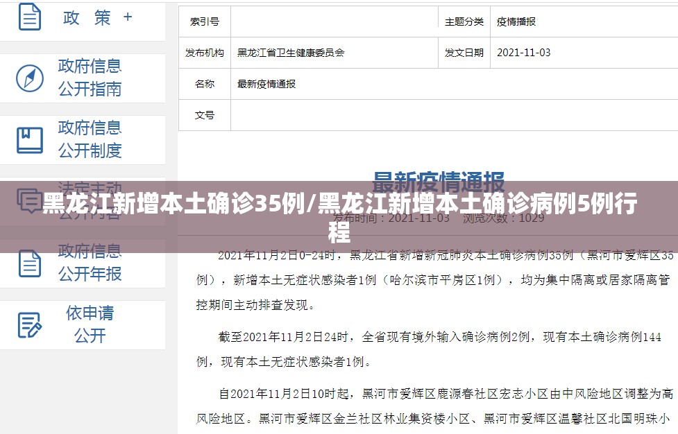 黑龙江新增本土确诊35例/黑龙江新增本土确诊病例5例行程 黑龙江新增本土确诊35例/黑龙江新增本土确诊病例5例行程