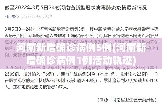 河南新增确诊病例5例(河南新增确诊病例1例活动轨迹)