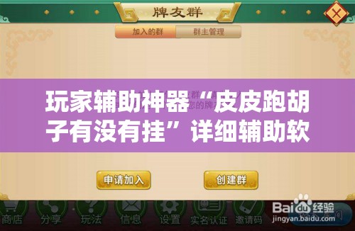 玩家辅助神器“皮皮跑胡子有没有挂	”详细辅助软件教程