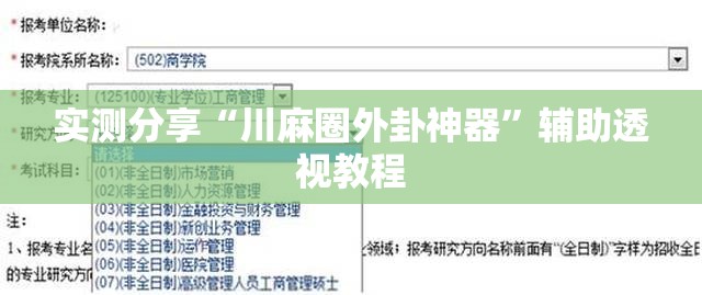 实测分享“川麻圈外卦神器”辅助透视教程