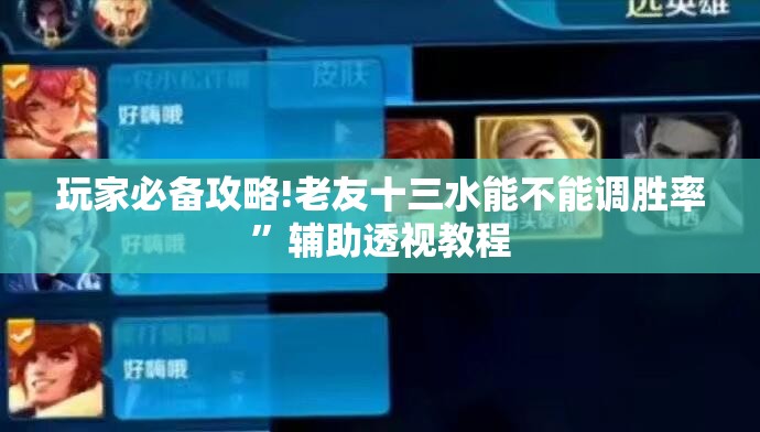玩家必备攻略!老友十三水能不能调胜率”辅助透视教程